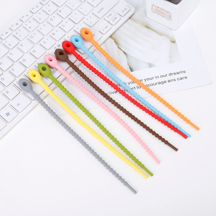 20 PCS Silicone Data Cable Storage Strap Cable Organizer, 21cm Grey, 21cm Yellow, 21cm Red, 21cm Green, 21cm Blue, 21cm Orange, 21cm Pink, 21cm Brown
