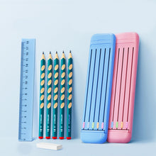Load image into Gallery viewer, 4 in 1 Pencil Eraser Ruler Stationery Box, Athens Blue, Light Pink, Transparent Blue Green