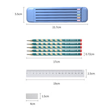 Load image into Gallery viewer, 4 in 1 Pencil Eraser Ruler Stationery Box, Athens Blue, Light Pink, Transparent Blue Green