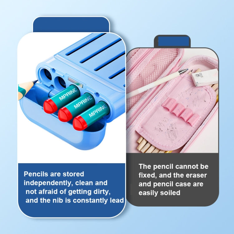 4 in 1 Pencil Eraser Ruler Stationery Box, Athens Blue, Light Pink, Transparent Blue Green
