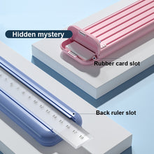 Load image into Gallery viewer, 4 in 1 Pencil Eraser Ruler Stationery Box, Athens Blue, Light Pink, Transparent Blue Green