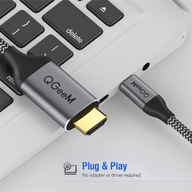 QGeeM QG-UA09 Type-C To HDMI Cable, 1.2m, 1.8m, 3m