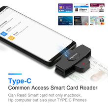 Load image into Gallery viewer, Rocketek CSCR3 Smart CAC Card Reader Type-C Bank Tax Declaration SIM Card/IC Card ID Card Reader