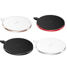 Load image into Gallery viewer, 15W Metal Round Wireless Charger Smart Fast Charge, Black + Black Surface, Silver + White Surface, Red + Black Surface, Gold + White Surface, Mirror Black, Mirror White