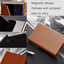 Load image into Gallery viewer, Men Leather Stainless Steel Business Card Clamp, Black, Brown, Grey, Apricot