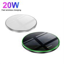 Load image into Gallery viewer, 20W QI Metal Mirror Ultra-thin Wireless Charger, White, Black