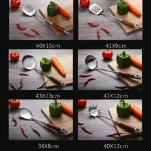 Load image into Gallery viewer, 304 Stainless Steel Wooden Handle Kitchenware Kitchen Equipment, Style:, Fried Spatula, Soup Spoon, Slotted Spoon, Slotted Shovel, Noodle Scoop, Rice Spoon