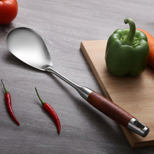 Load image into Gallery viewer, 304 Stainless Steel Wooden Handle Kitchenware Kitchen Equipment, Style:, Fried Spatula, Soup Spoon, Slotted Spoon, Slotted Shovel, Noodle Scoop, Rice Spoon