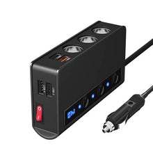 Load image into Gallery viewer, TR24 3 In 1 Car Cigarette Lighter Independent Switch Charger, TR24 (Black), TR24 (Black Red)