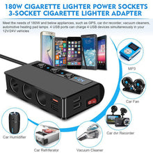 Load image into Gallery viewer, TR24 3 In 1 Car Cigarette Lighter Independent Switch Charger, TR24 (Black), TR24 (Black Red)