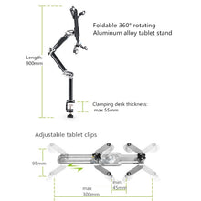 Load image into Gallery viewer, TB-03 Universal Desk Clamp Tablet Stand Aluminum Alloy Articulating Arm with 3-Section Folding &amp; 360-degree Rotation, TB-03