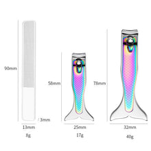 Load image into Gallery viewer, Small Color Titanium Nail Clipper Gradient Mermaid Handle Nail Clipper Nail Art Tool, 3 PCS Small, 3 PCS Large, 3 In 1