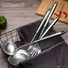 Load image into Gallery viewer, 304 Stainless Steel Kitchen Equipment Thickened Hollow Handle Cooking Tool, Style:, Spatula, Soup Spoon, Slotted Spoon, Slotted Shovel