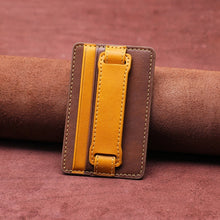 Load image into Gallery viewer, 2 PCS Leather Phone Card Sleeve Back Sticker Wrist Pull Strap Holder, Card Sleeve Black, Card Sleeve Brown, Card Sleeve Blue, Card Sleeve Red