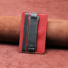 Load image into Gallery viewer, 2 PCS Leather Phone Card Sleeve Back Sticker Wrist Pull Strap Holder, Card Sleeve Black, Card Sleeve Brown, Card Sleeve Blue, Card Sleeve Red