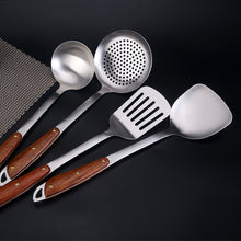 Load image into Gallery viewer, 304 Stainless Steel Wooden Handle Kitchenware Home Kitchen Equipment, Style:, Fried Spatula, Soup Spoon, Slotted Shovel, Slotted Spoon