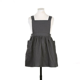 Cotton And Linen Parent-Child Painting Apron Baking Coffee Work Clothes,Size:, Childrens (Gray), Childrens (Oats), Adults (Gray), Adults (oat), Adult ( Pink)