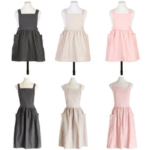 Load image into Gallery viewer, Cotton And Linen Parent-Child Painting Apron Baking Coffee Work Clothes,Size:, Childrens (Gray), Childrens (Oats), Childrens (Pink), Adults (Gray), Adults (oat), Adult ( Pink)