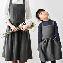 Load image into Gallery viewer, Cotton And Linen Parent-Child Painting Apron Baking Coffee Work Clothes,Size:, Childrens (Gray), Childrens (Oats), Childrens (Pink), Adults (Gray), Adults (oat), Adult ( Pink)