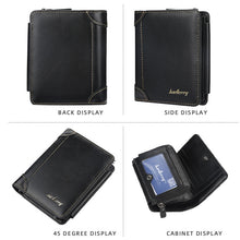 Load image into Gallery viewer, Baellerry D9159 Men Short Tri-Fold Zip Coin Purse Thin Card Holder, Black, Brown, Coffee