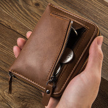Load image into Gallery viewer, Baellerry D3124 Short PU Leather Wallet Zipper Retro Youth Small Wallet, Black Horizontal, Black Vertical, Brown Horizontal, Brown Vertical, Purple Horizontal, Purple Vertical, Gray Horizontal, Gray Vertical