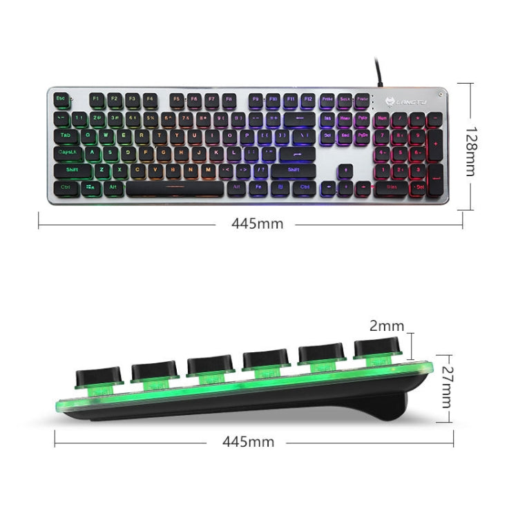LANGTU L1 104 Keys USB Home Office Film Luminous Wired Keyboard, Cable Length:1.6m, L1 White Light Pink, L1 Orange Light Black, L1 Ice Blue Light Silver White, L1 White Light Black, L1 Ice Blue Light Black