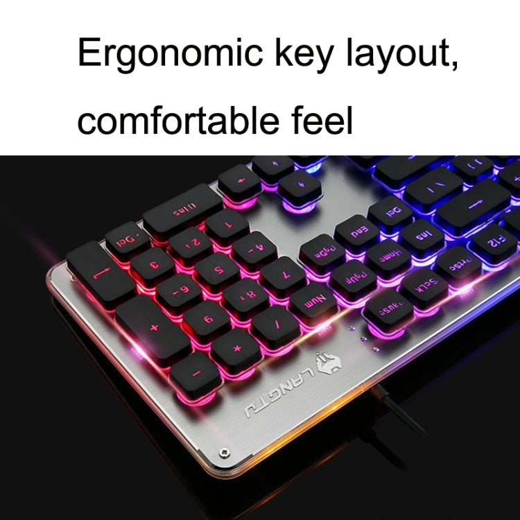 LANGTU L1 104 Keys USB Home Office Film Luminous Wired Keyboard, Cable Length:1.6m, L1 White Light Pink, L1 Orange Light Black, L1 Ice Blue Light Silver White, L1 White Light Black, L1 Ice Blue Light Black