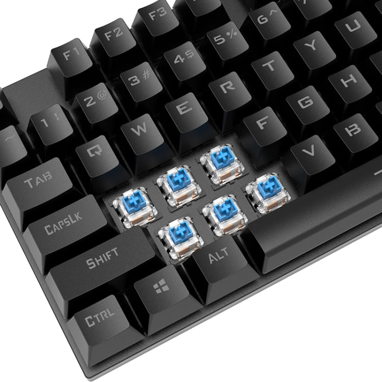 XUNFOX K80 87 Keys Wired Gaming Mechanical Illuminated Keyboard, Cable Length:1.5m, White Yellow, Black Gray, Pink White, Blue White, White Blue, Yellow White, Gray Black