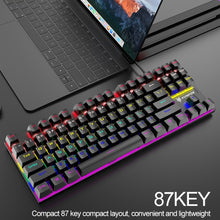 Load image into Gallery viewer, XUNFOX K80 87 Keys Wired Gaming Mechanical Illuminated Keyboard, Cable Length:1.5m, White Yellow, Black Gray, Pink White, Blue White, White Blue, Yellow White, Gray Black