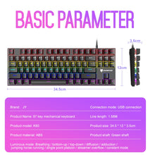 Load image into Gallery viewer, XUNFOX K80 87 Keys Wired Gaming Mechanical Illuminated Keyboard, Cable Length:1.5m, White Yellow, Black Gray, Pink White, Blue White, White Blue, Yellow White, Gray Black