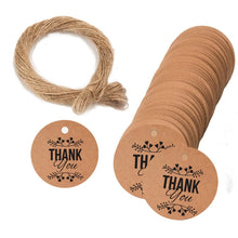 Load image into Gallery viewer, 100pcs /Pack Kraft Paper Gift Tag With 20m Hemp Rope, L-01, L-02, L-03, L-04, L-05, L-06, L-07, L-08, L-09, L-10, L-11, L-12, L-13, L-14