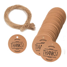 Load image into Gallery viewer, 100pcs /Pack Kraft Paper Gift Tag With 20m Hemp Rope, L-01, L-02, L-03, L-04, L-05, L-06, L-07, L-08, L-09, L-10, L-11, L-12, L-13, L-14