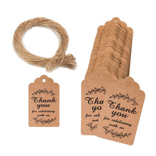 Load image into Gallery viewer, 100pcs /Pack Kraft Paper Gift Tag With 20m Hemp Rope, L-01, L-02, L-03, L-04, L-05, L-06, L-07, L-08, L-09, L-10, L-11, L-12, L-13, L-14