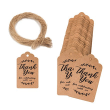 Load image into Gallery viewer, 100pcs /Pack Kraft Paper Gift Tag With 20m Hemp Rope, L-01, L-02, L-03, L-04, L-05, L-06, L-07, L-08, L-09, L-10, L-11, L-12, L-13, L-14