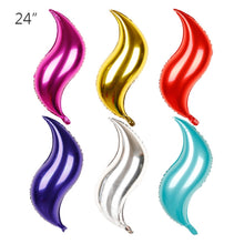 Load image into Gallery viewer, 10 PCS 24 Inch S-Shaped Balloon Fish Tail Wavy Balloon Birthday Wedding Party Arrangement Balloon, Golden, Silver, Red, Rose Red, 24-inch Tiffany blue S-shaped, 24-inch purple S-shaped