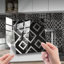 Load image into Gallery viewer, PVC Crystal Covered Film Geometric Pattern Tile Wall Sticker, 20 PCS 20cm