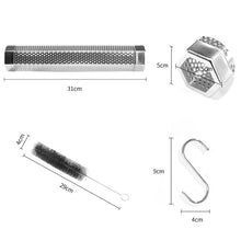 Load image into Gallery viewer, 12 Inch Stainless Steel 304 Smoked Tube BBQ Box Outdoor Cold Smoke Box,Style:, Only Tube, Tube + Brush + Hook