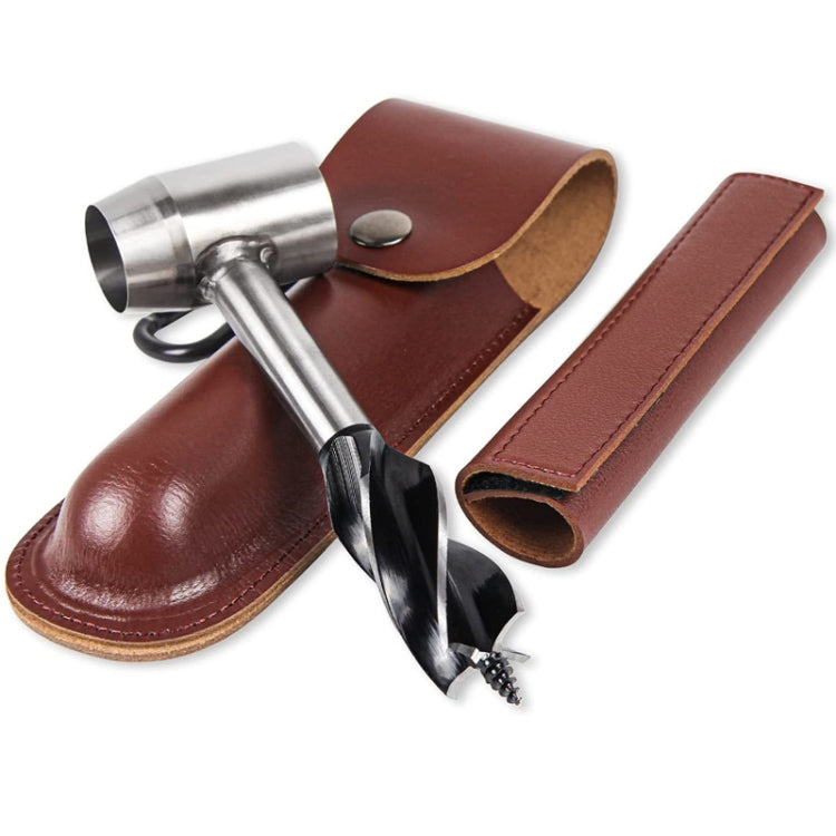 Woodworking Hand Drill Outdoor Survival Drill Hand Screw Drill, With PU Leather Case (Gray), With Cowhide Case (Brown), With Cowhide Case (Black)