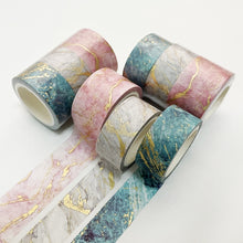 Load image into Gallery viewer, 3 Rolls / Set 8958 5m Paper Bronzing Wallet Tape Set, Marble, Water Ripple, Gilt Pattern, Three-color Plaid, Star Sea, Cloud Pattern, Broken Leaves Pattern, Treasure Phase Pattern