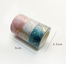 Load image into Gallery viewer, 3 Rolls / Set 8958 5m Paper Bronzing Wallet Tape Set, Marble, Water Ripple, Gilt Pattern, Three-color Plaid, Star Sea, Cloud Pattern, Broken Leaves Pattern, Treasure Phase Pattern