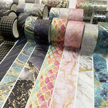 Load image into Gallery viewer, 3 Rolls / Set 8958 5m Paper Bronzing Wallet Tape Set, Marble, Water Ripple, Gilt Pattern, Three-color Plaid, Star Sea, Cloud Pattern, Broken Leaves Pattern, Treasure Phase Pattern