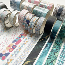 Load image into Gallery viewer, 3 Sets/9 Rolls 4585 3m Paper Bronzing Hand Account Tape Set, Rainbow Geometry, Emerald Green, Flower Leaves, Blues, Golden, Magic, Graffiti, Small Latches, Small Bits, Starry Sky
