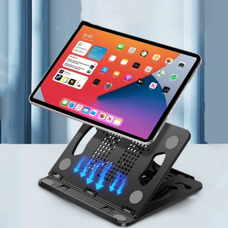 Foldable Laptop Desktop Heightening Cooling Bracket, Black, White, Pink