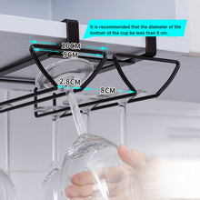 Load image into Gallery viewer, Free Punch Cabinet Wrought Iron Wine Glass Holder Upside Down Rack,Style:, Double Row, Three-row, Four-row, Lengthen Double Row, Single Row