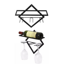 Load image into Gallery viewer, Wall Mounted Wine Rack Kitchen Dining Room Hanging Wine Glass Wine Bottle Rack, Wine Bottle, Hanging Cup