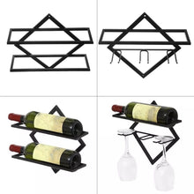 Load image into Gallery viewer, Wall Mounted Wine Rack Kitchen Dining Room Hanging Wine Glass Wine Bottle Rack, Wine Bottle, Hanging Cup