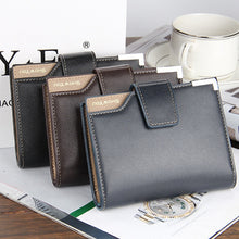 Load image into Gallery viewer, Baellerry Casual Multifunctional Wallet Zipper Buckle Tri-fold Coin Purse For Men, Blue, Brown, Black