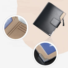 Load image into Gallery viewer, Baellerry Casual Multifunctional Wallet Zipper Buckle Tri-fold Coin Purse For Men, Blue, Brown, Black