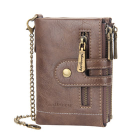 Baellerry  Short Wallet Double Zipper Tri-Fold Wallet For Men, Baellerry Brown, Baellerry Khaki, Baellerry Black