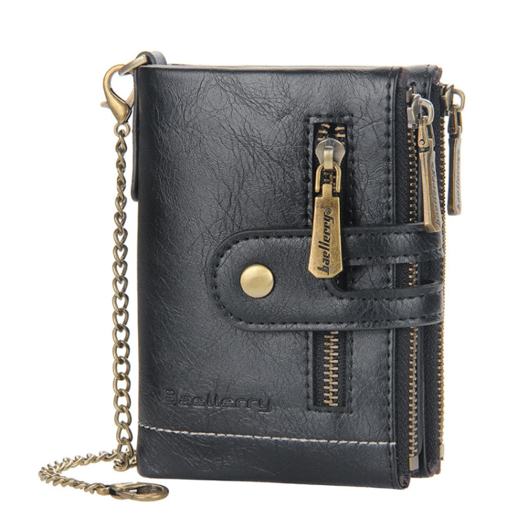 Baellerry  Short Wallet Double Zipper Tri-Fold Wallet For Men, Baellerry Khaki, Baellerry Black, Baellerry Brown